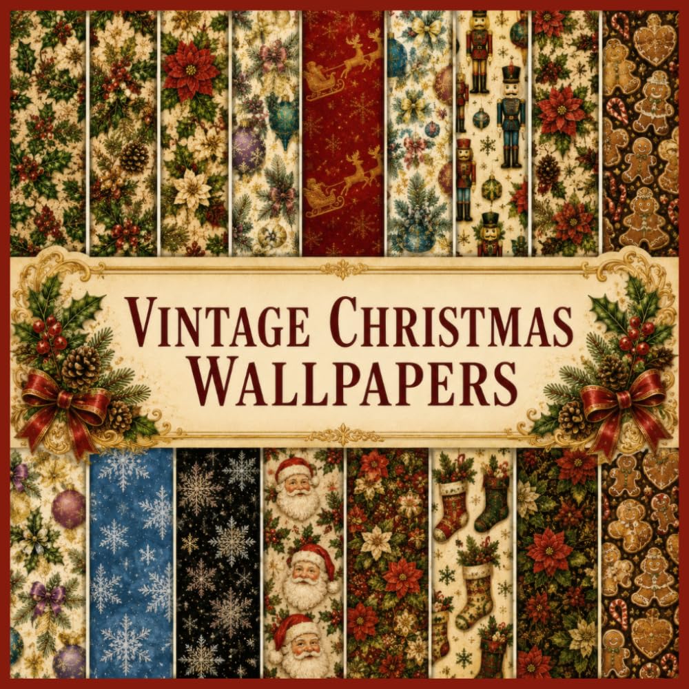 Vintage Christmas Wallpapers: 20 Single-Sided Scrapbook Paper Sheets: Antique Holiday Patterns in Nostalgic Retro, Victorian, and Traditional Festive Styles for Junk Journals baixar livro de graça