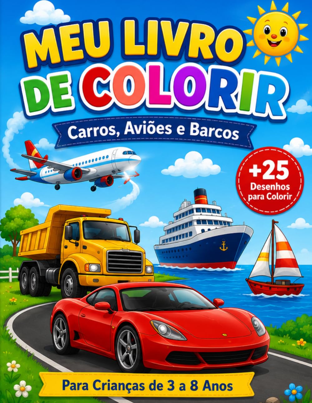 Livro de Colorir Infantil: Carros, Aviões e Barcos: Mais de 25 desenhos divertidos para colorir e estimular a criatividade das crianças de 3 a 8 anos (Portuguese Edition) baixar o livro de graça