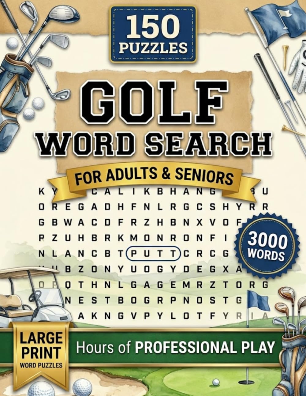 ler totalmente Golf Word Search Puzzle Book: Tee Up Your Brain — 150 Large-Print Golf Puzzles, 3,000 Words & Full Solutions