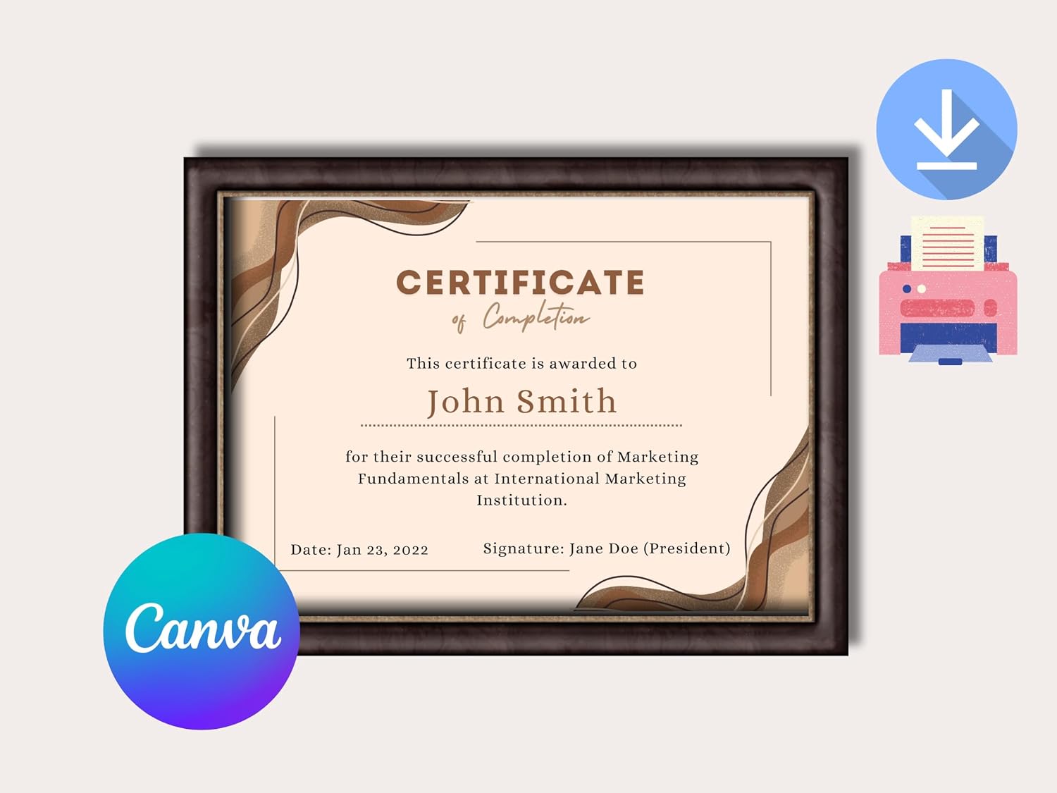 A4-Sized Editable Boho Canva Certificate Template: Aesthetic Elegant Brown Paper Design (Certificate Templates (Canva)) (English Edition) baixar livro de graça