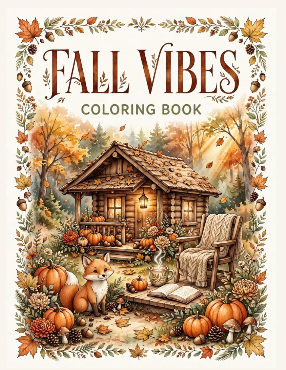 Fall Vibes Coloring Book: Cozy Autumn Coloring Book for Teens and Adults with Pumpkins, Fall Leaves, Cute Animals & Relaxing Scenes baixar livro de graça