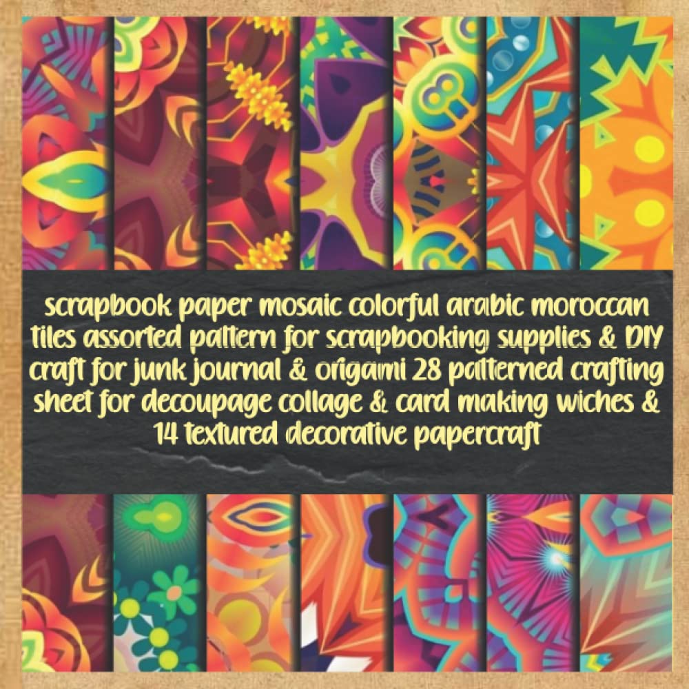 capítulo por capítulo baixar scrapbook paper mosaic colorful arabic moroccan tiles assorted pattern for scrapbooking supplies & DIY craft for junk journal & origami 28 patterned... wiches & 14 textured decorative papercraft