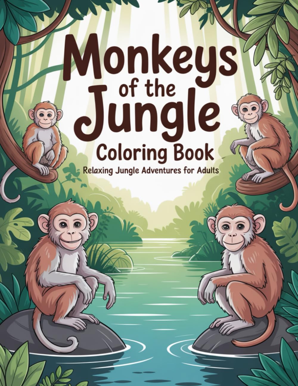 Monkeys of the Jungle Coloring Book: Relaxing Jungle Adventures for Adults