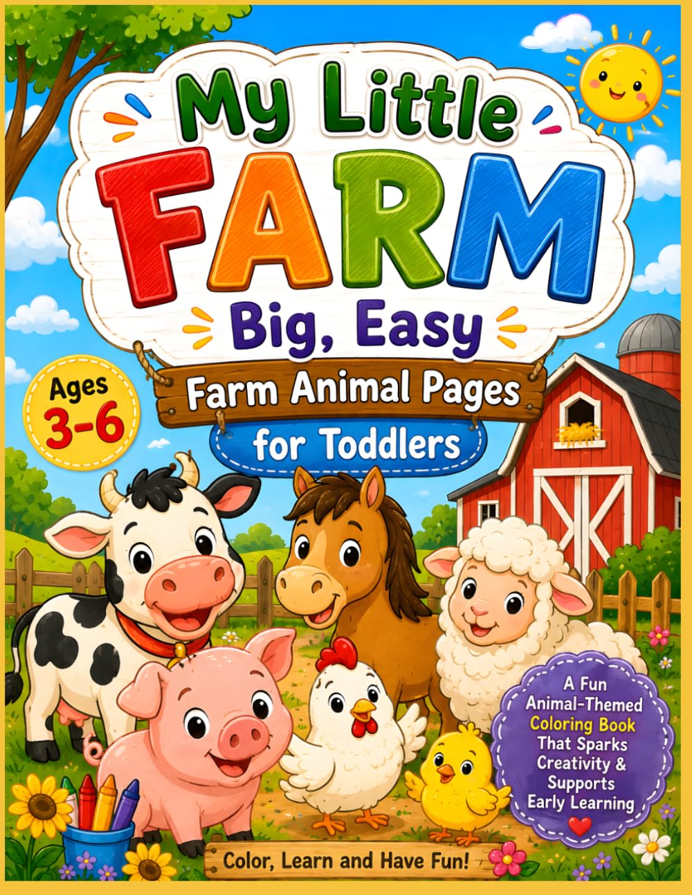 ler totalmente My Little Farm, Big, Easy Farm Animal Pages for Toddlers: Cute and Easy Animal Coloring Pages for Kids Ages 3–6 | Fun Preschool Coloring Book for Boys and Girls