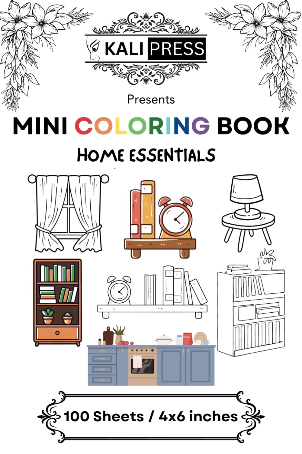 ler totalmente Home Essentials 4x6 Mini Coloring Book Hand Drawn For Kids Adults 100 Pages: Bold & Easy Tiny Small Pocket Size Travel Friendly Funny and Cute [Kali Press]