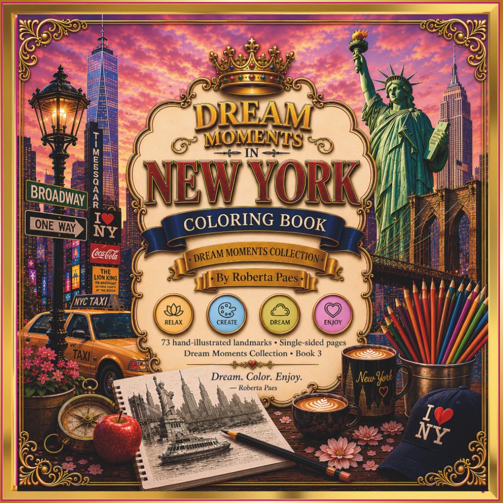Dream Moments in New York -Coloring Book for Adults: Coloring Book for Adults: A Beautiful New York Coloring Book Featuring Iconic Landmarks, Charming... and Creativity (Dream Moments Collection) baixar o livro de graça