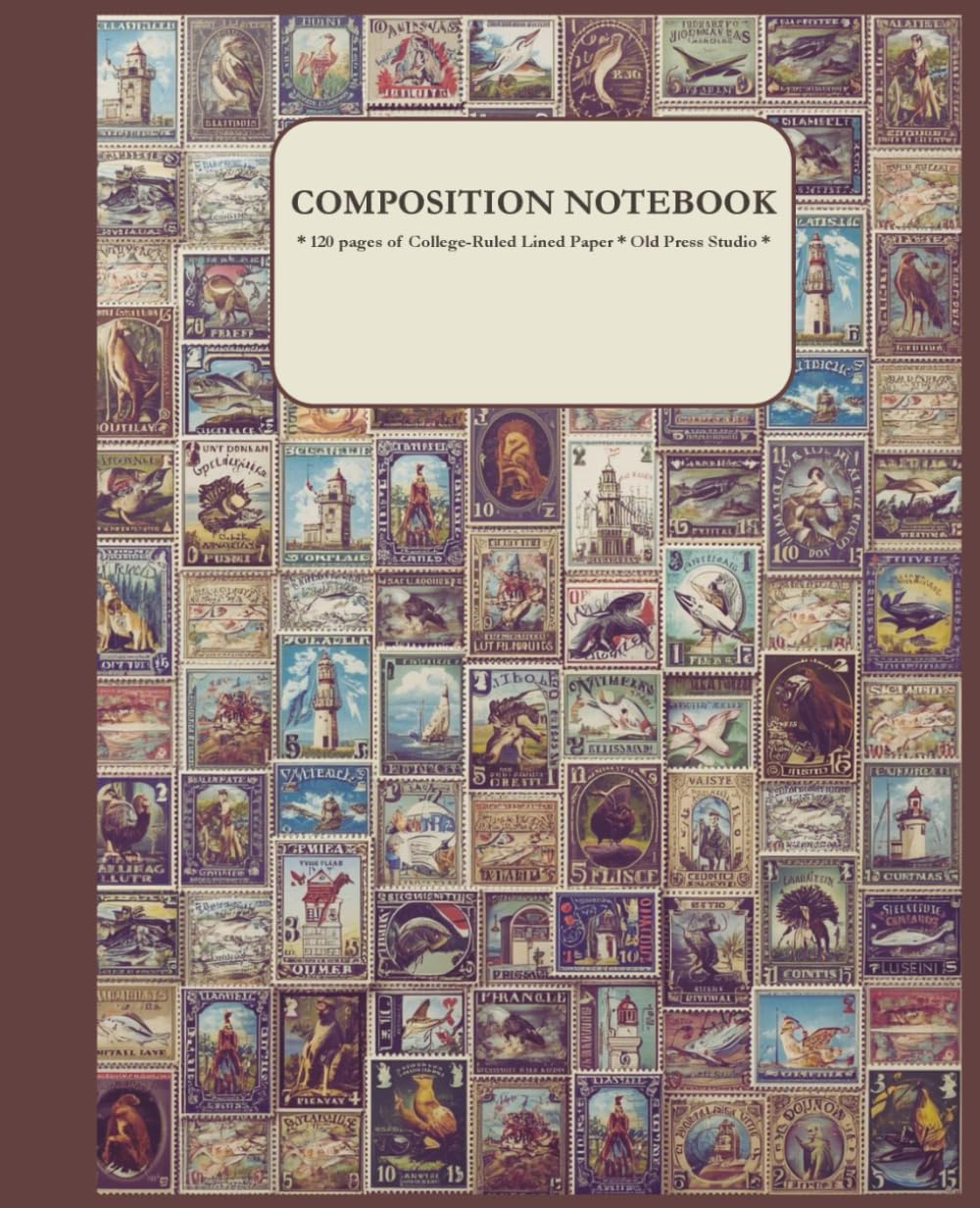 Vintage Postage Stamp Composition Notebook: College Ruled, 120 Lined Pages baixar livro de graça