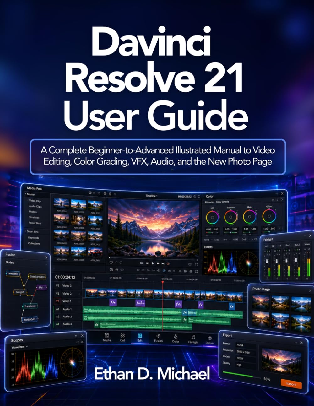 ler totalmente Davinci Resolve 21 User Guide: A Complete Beginner-to-Advanced Illustrated Manual to Video Editing, Color Grading, VFX, Audio, and the New Photo Page