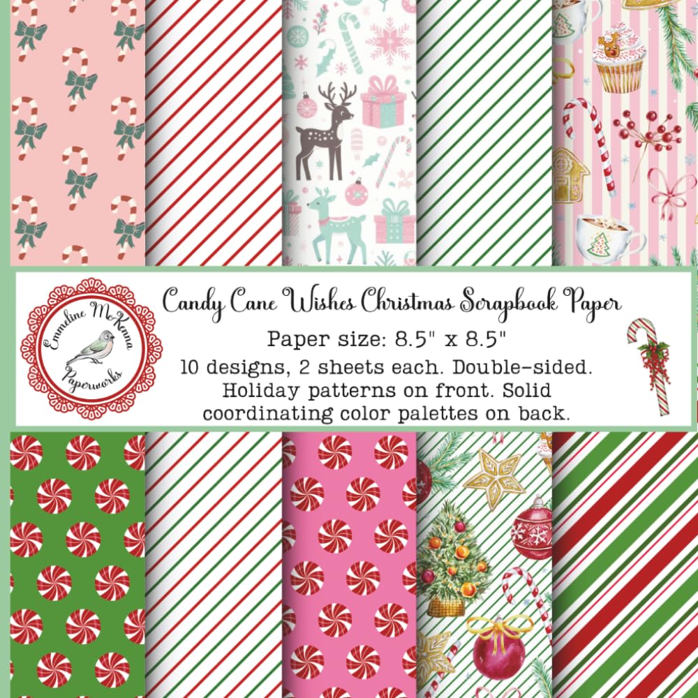 Candy Cane Wishes Christmas Scrapbook Paper: Holiday Craft Pad, Fun Seasonal Patterns, Reindeer, Peppermint Stripes, Double Sided for Papercrafts... Junk Journals, Bookmaking, Gift Wrapping) baixar o livro de graça