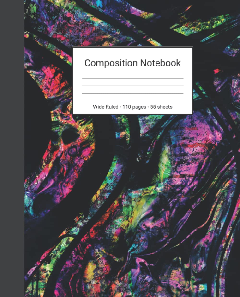 ler totalmente Composition Notebook: Wide Ruled Paper Notebook Journal - Colorful Purple Green And Black Abstract Painting - Blank Wide Lined Workbook