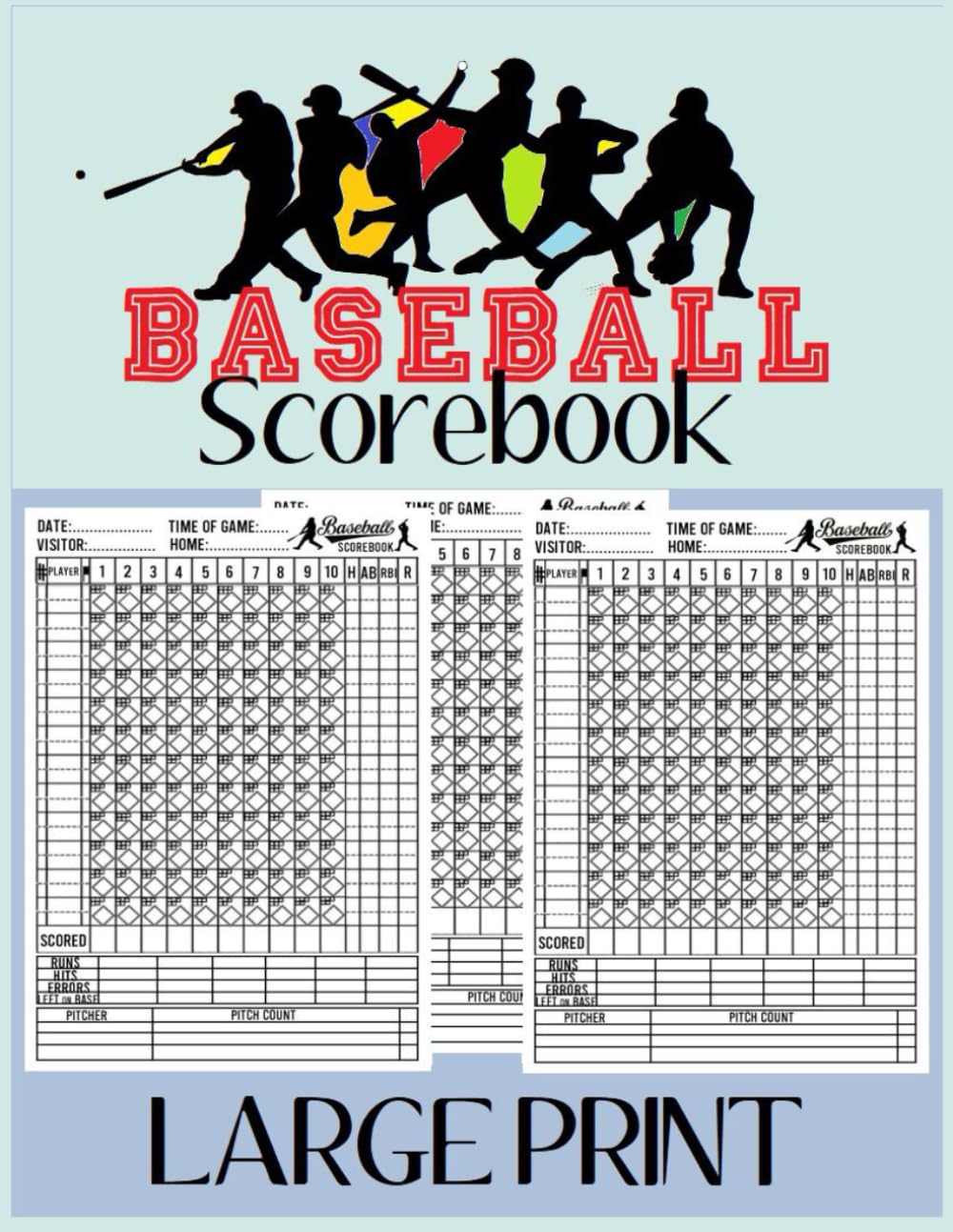 ler totalmente Baseball Scorebook Large Print: Score Sheet /Scorekeeper/ Size 8.5 x 11 in-100 Pages