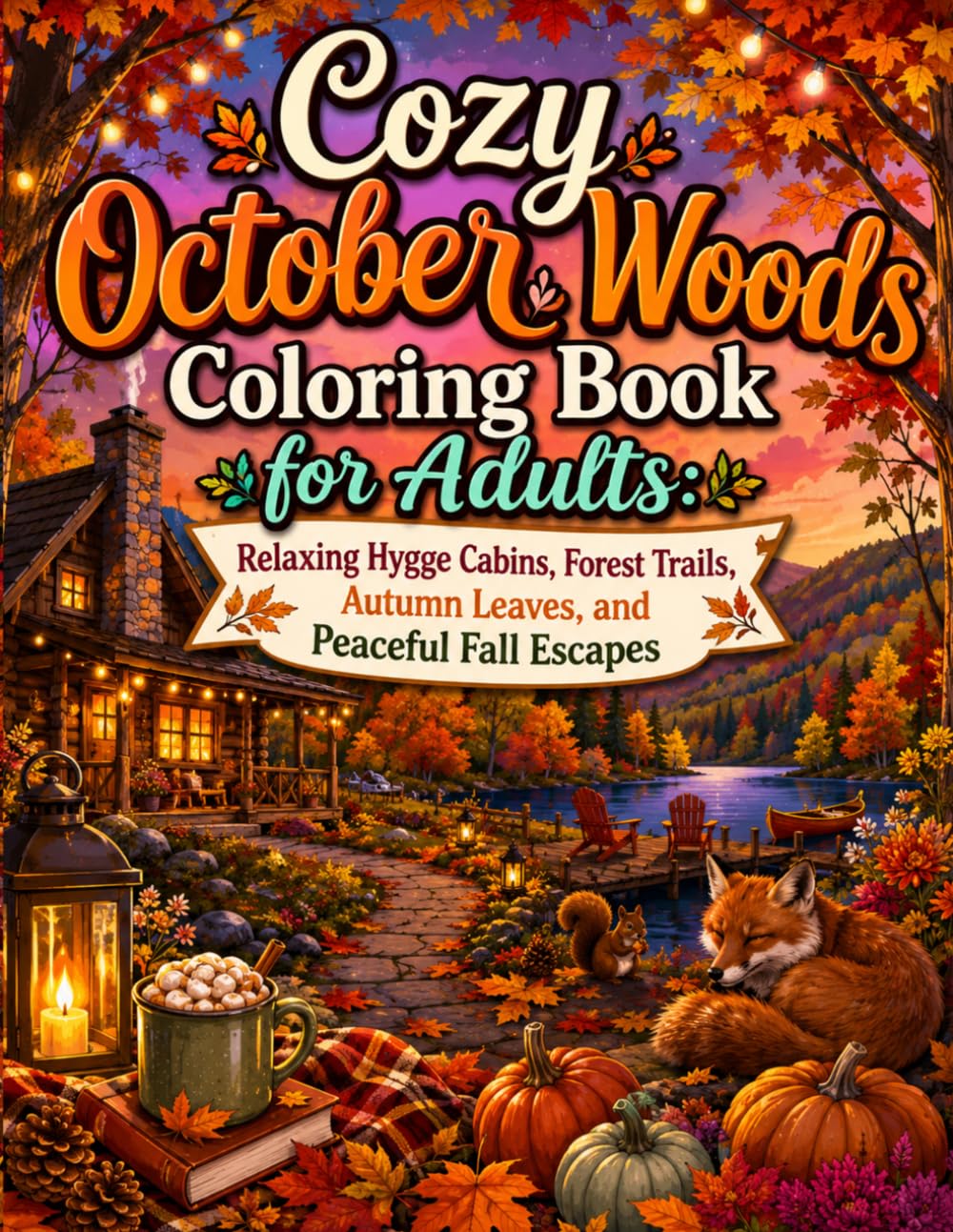 Cozy October Woods Coloring Book for Adults: Relaxing Hygge Cabins, Forest Trails, Autumn Leaves, and Peaceful Fall Escapes baixar o livro de graça