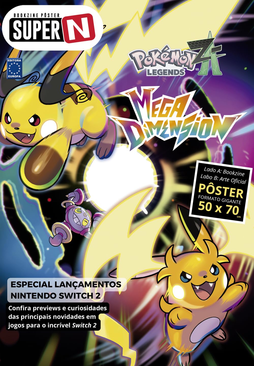POKÉMON LEGENDS Z-A: MEGA DIMENSIONS (Versão lisa, sem dobras, enviada em tubo protetor) - Superpôster Super N