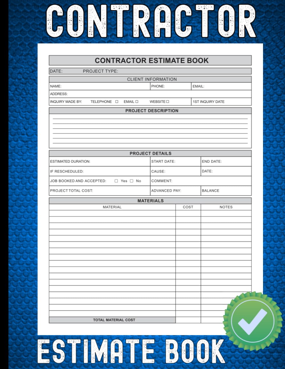 capítulo por capítulo baixar Contractor Estimate Book: Job Quote Log with Client Details, Materials Cost Tracker, Project Scheduling & Deposit Tracking | 51 Professional Forms for Builders, Tradesmen & Independent Contractors