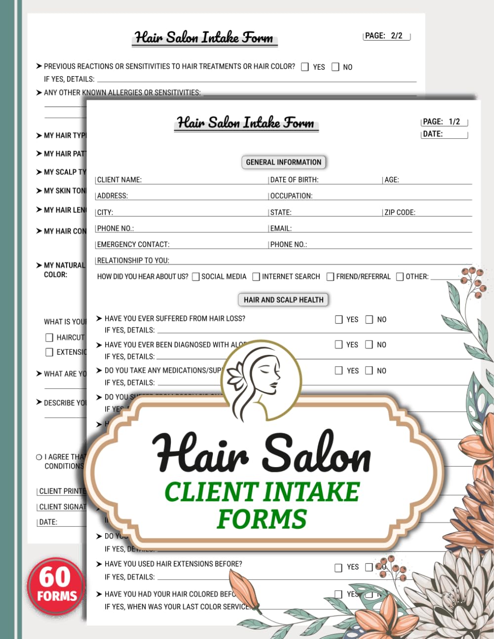 capítulo por capítulo baixar Hair Salon Client Intake Forms: Stylist Consultation Logbook for Salons | Record Hair History, Scalp Assessment, Allergy & Service Consent | 60 Forms