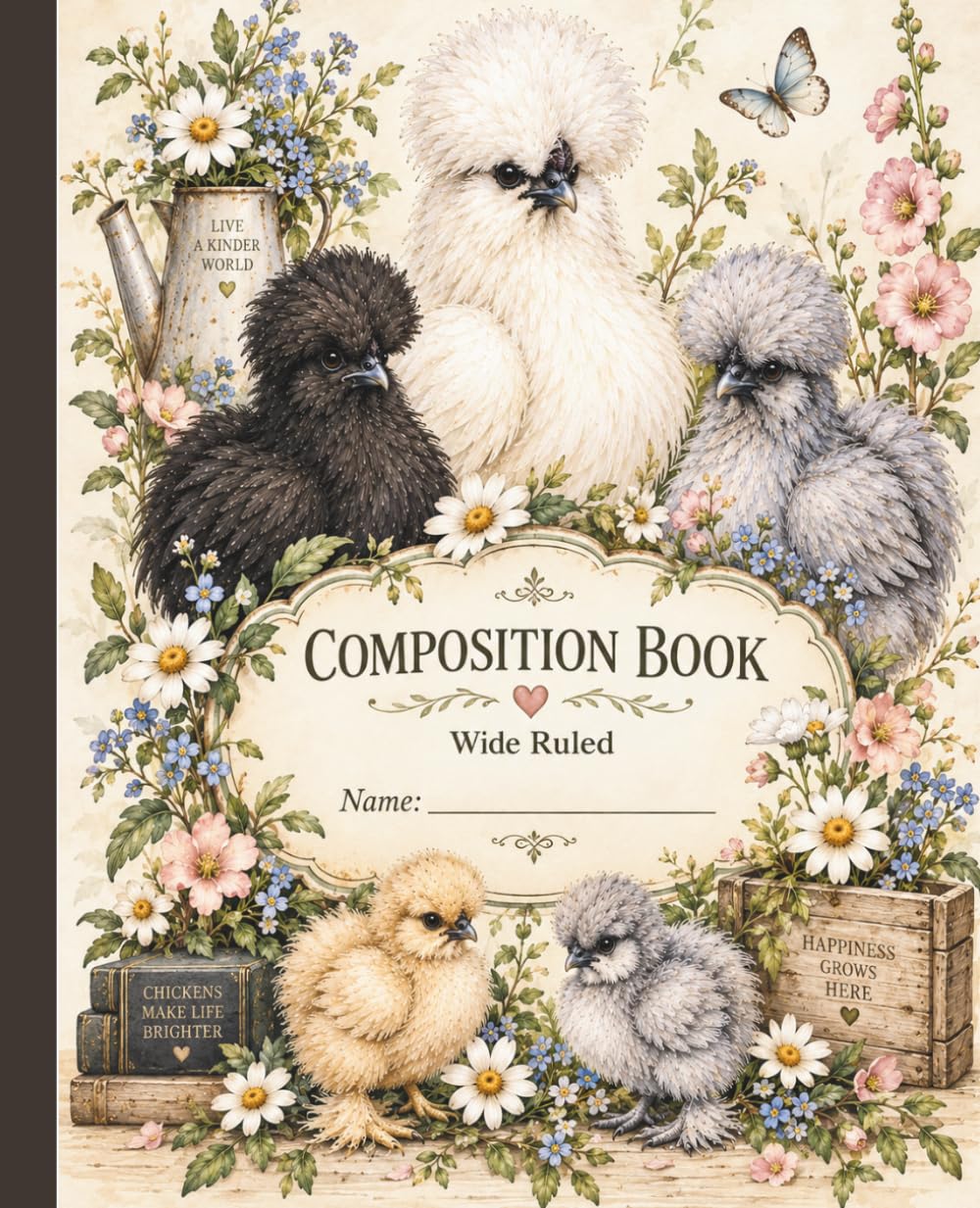 Vintage Silkie Chicken Composition Notebook: Cute Cottagecore Wide Ruled Notebook for Chicken Lovers, Backyard Chicken Keepers, Homesteaders & Poultry Enthusiasts