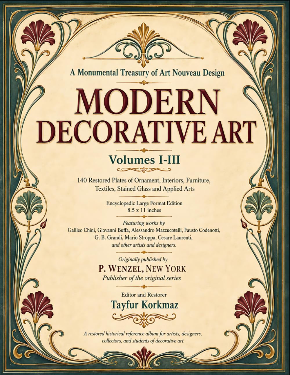 ler totalmente A Monumental Treasury of Art Nouveau Design: Modern Decorative Art, Volumes I–III - 140 Restored Plates of Ornament, Interiors, Furniture, Textiles, Stained Glass and Applied Arts