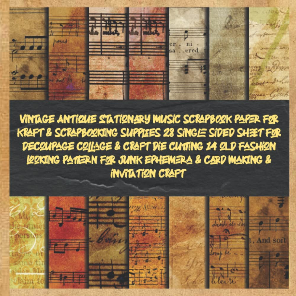 Vintage Antique Stationary music scrapbook paper for kraft & scrapbooking supplies 28 single sided sheet for decoupage collage & Craft Die Cutting 14... & invitation craft: collection pack kraft baixar livro de graça