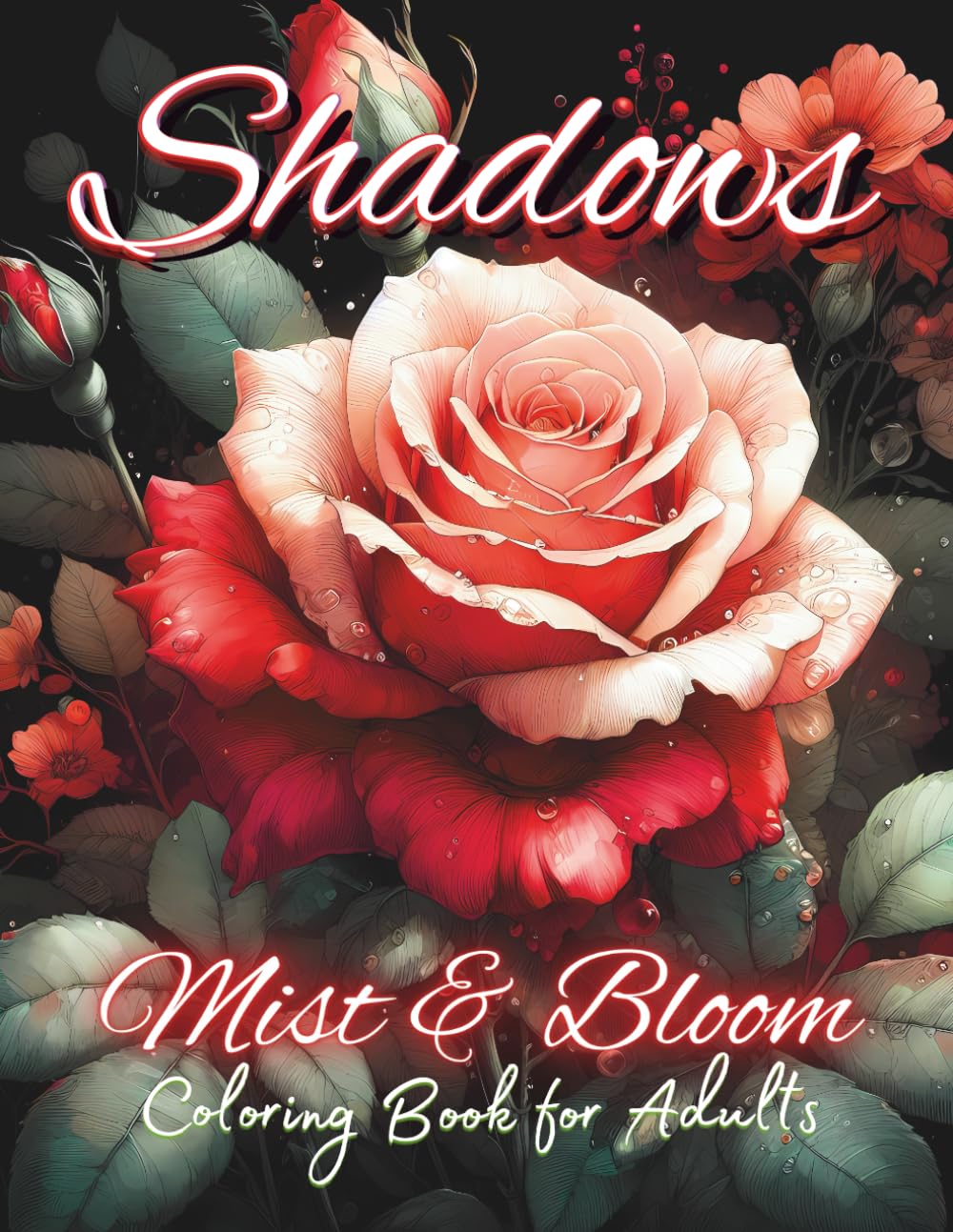 ler totalmente Shadows Mist & Bloom Coloring Book for Adults: Florals with Dew & Rain on Black Background for Stress Relief