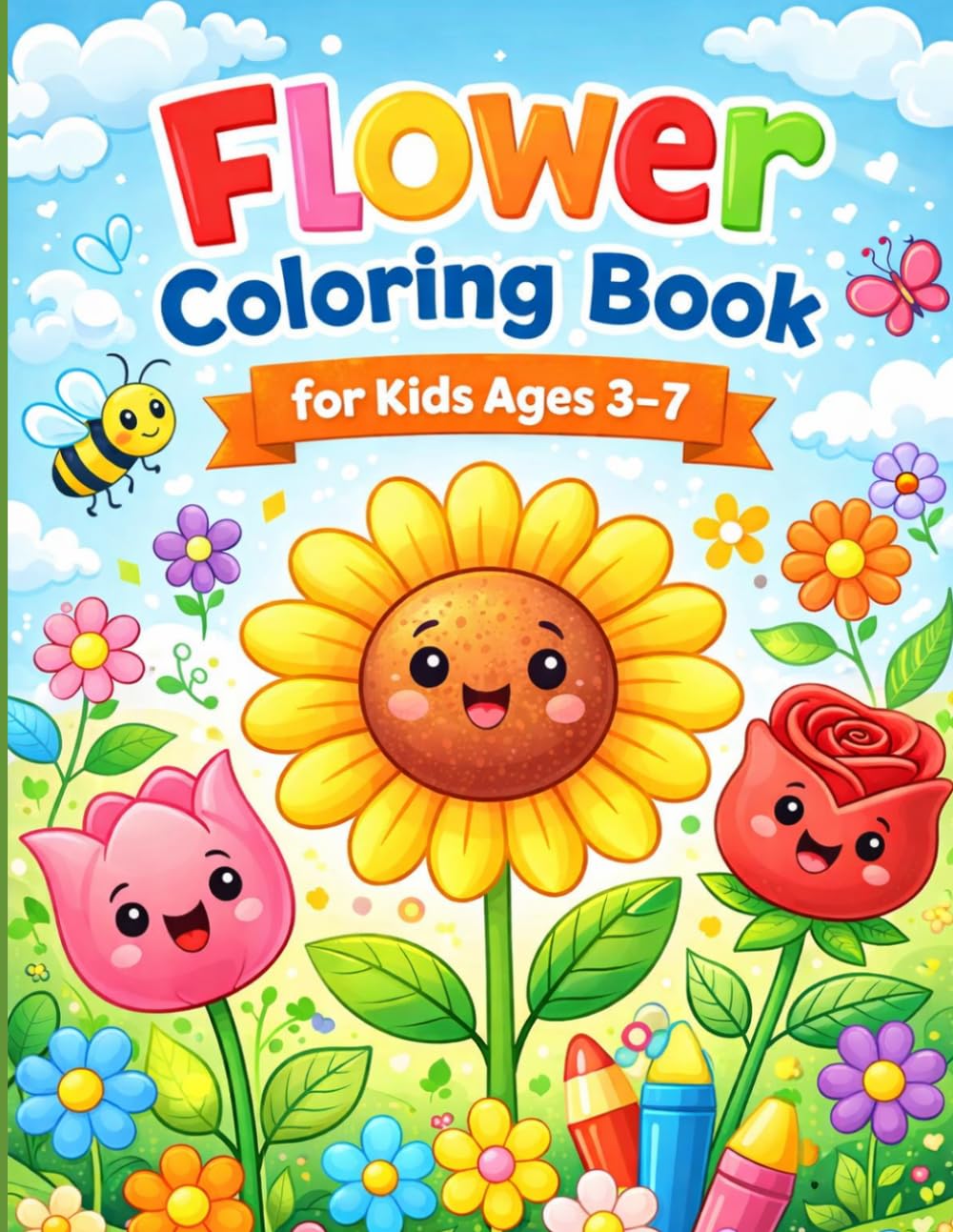 ler totalmente Flower Coloring Book for Kids Ages 3–7: Fun and Easy Flower Coloring Pages for Toddlers, Preschool and Kindergarten