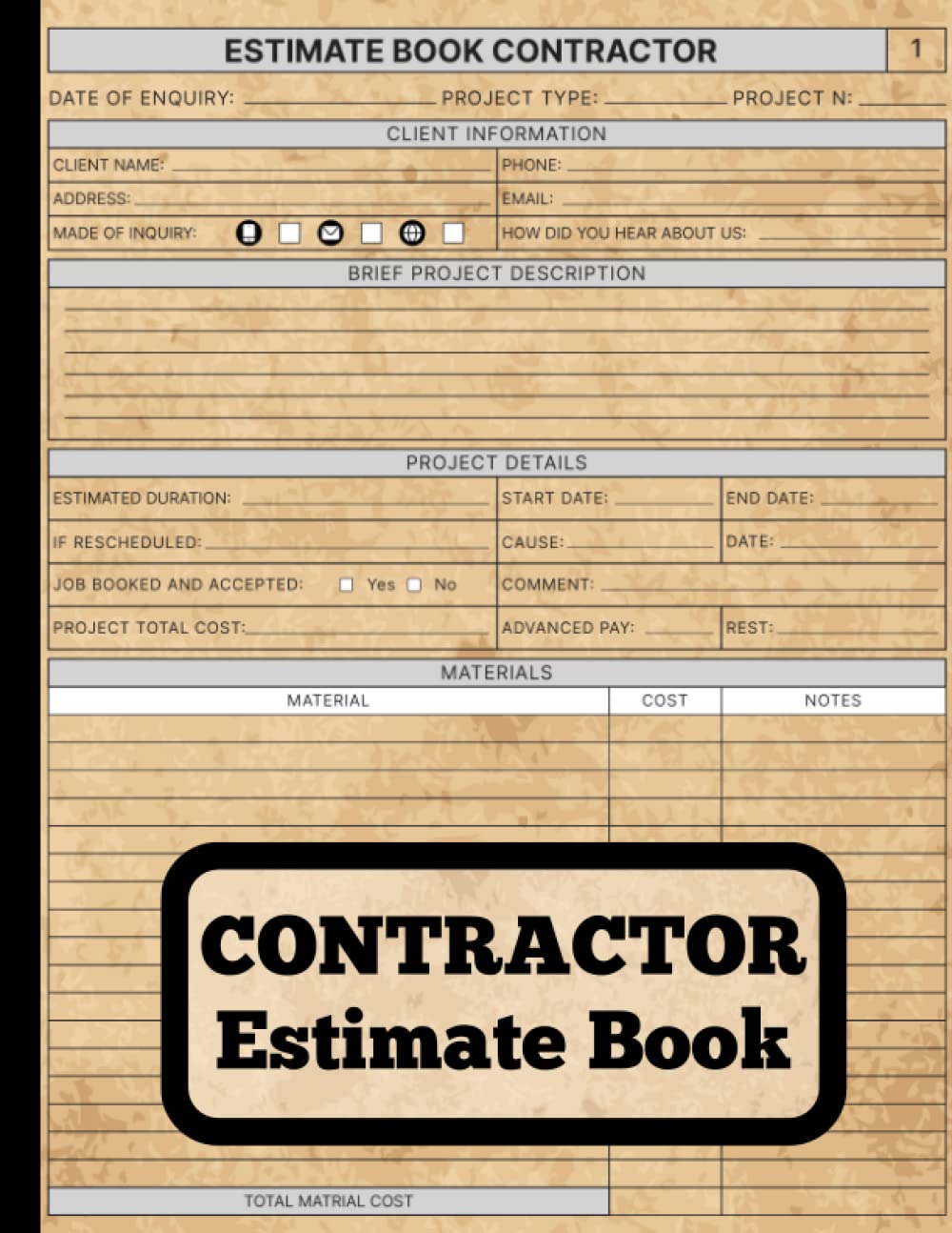 ler totalmente Contractor Estimate Book: Efficient Estimate Management for Contractors - 8.5x11 in, 123 Pages - Boost Your Success Rate and Win More Jobs (Room for 60 Clients)