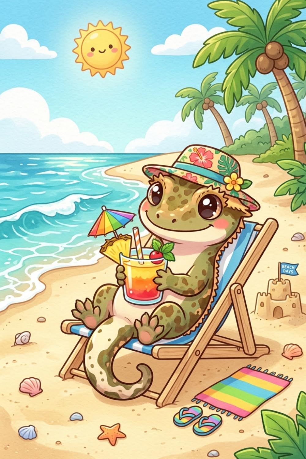 Beach Vibes Crested Gecko Journal: Cute Tropical Lined Notebook for Writing, Journaling & Notes: Relaxing Beach-Themed for Reptile Lovers • 6 x 9 Lined • Perfect for School, Work & Everyday Writing