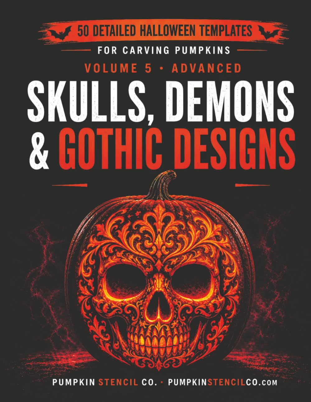 ler totalmente Skulls, Demons & Gothic Designs: 50 Detailed Halloween Templates for Carving Pumpkins