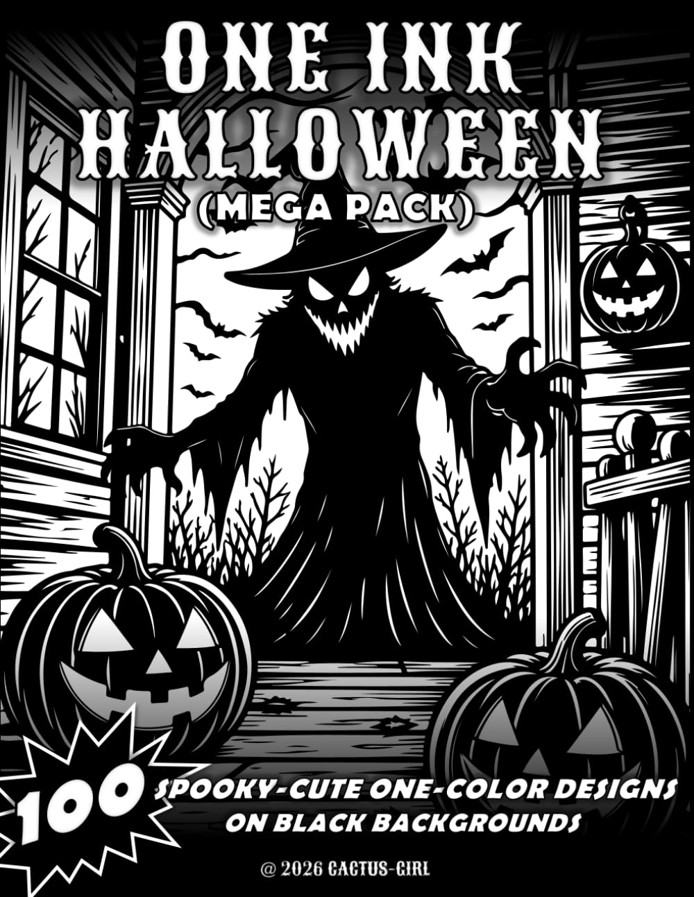capítulo por capítulo baixar One Ink Halloween Mega Pack: 100 Spooky-Cute One-Color Designs on Black Backgrounds