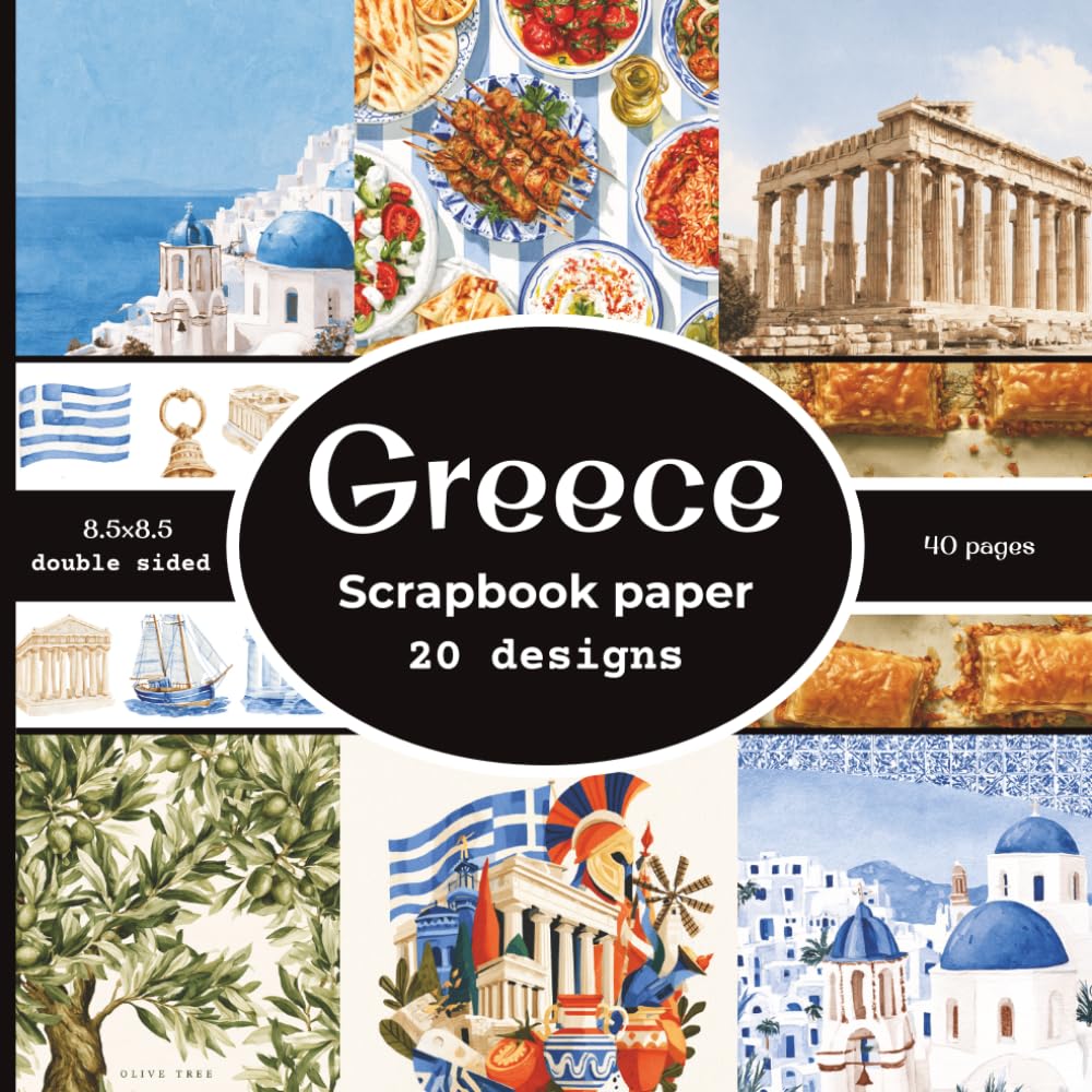 Greece Scrapbook paper: 20 Double Sided Decorative Craft Paper | for Collage, Card Making, Origami, scrapbooking, & More | Color | 8.5 x 8.5 baixar livro de graça
