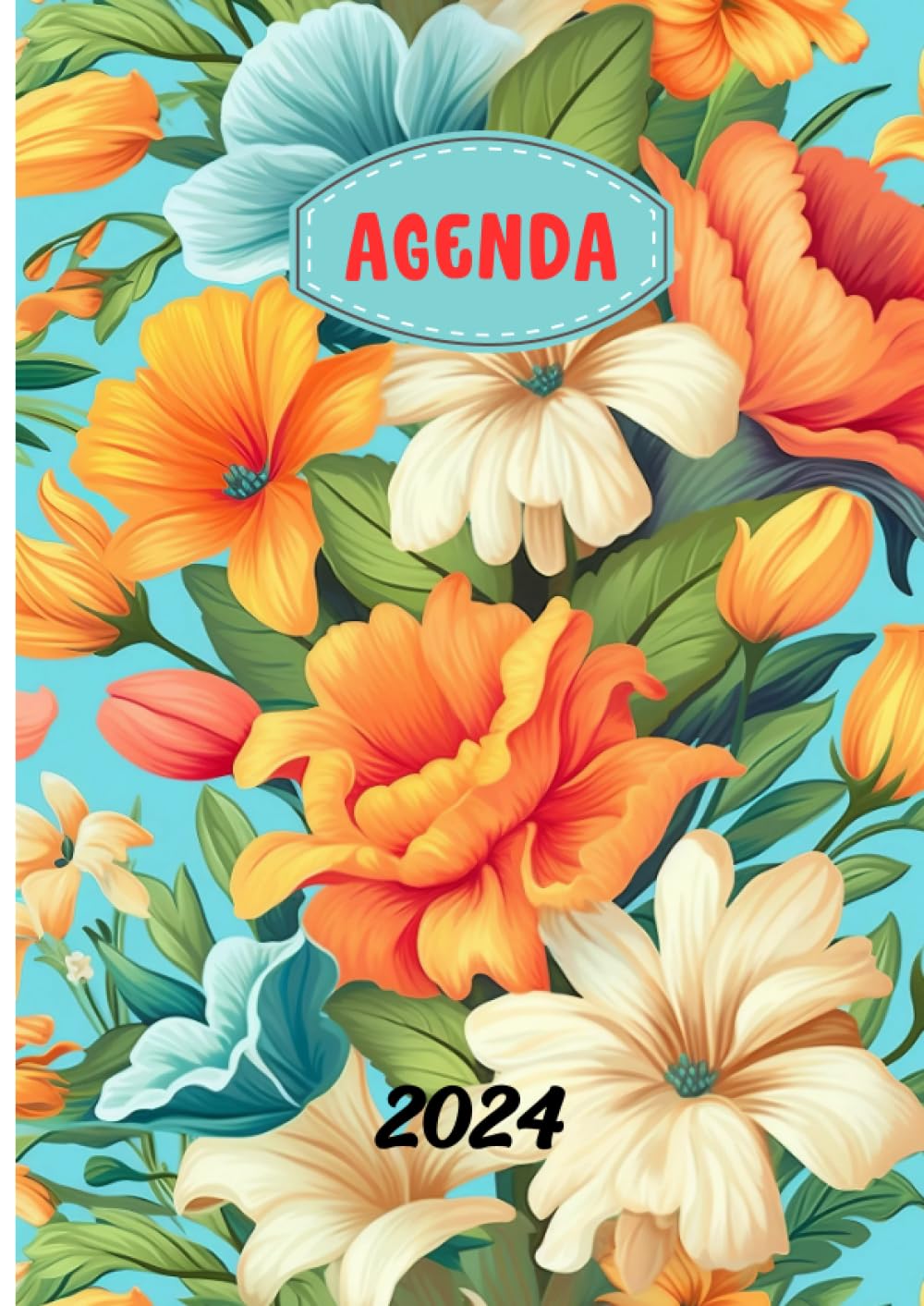 Agenda 2024: Planificateur Hebdomadaire, semainier, grand format A4 21x29,7 cm, 111 pages sur papier crème 90gr/m², avec pages lignées à droite, couverture souple, thème floral (French Edition) baixar livro de graça