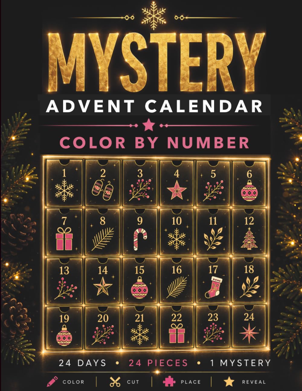 ler totalmente Mystery Advent Calendar Color by Number: for Adults — 24 Days, 24 Puzzle Pieces, 1 Hidden Picture Revealed on December 24th