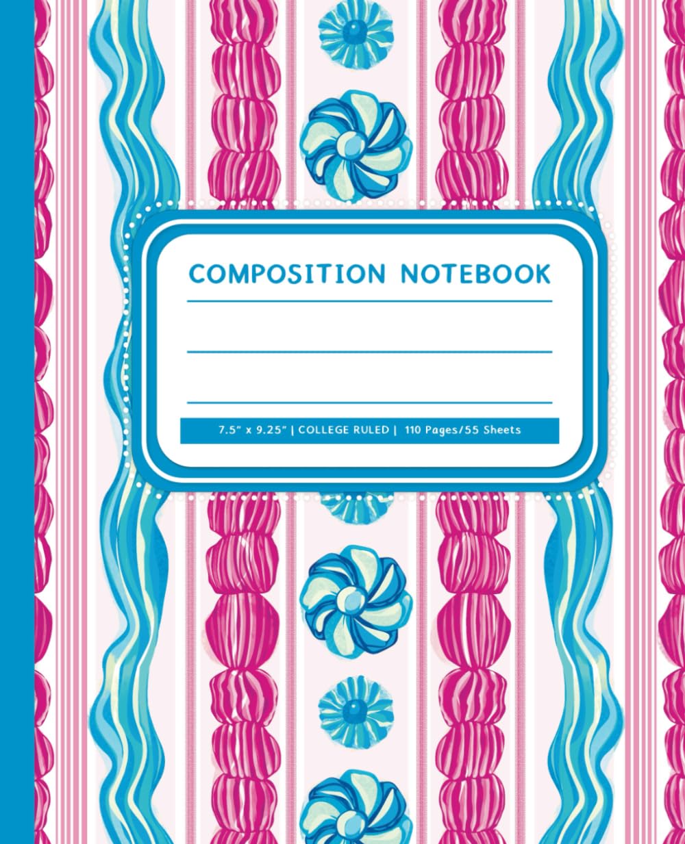 ler totalmente COLLEGE RULED - Composition Notebook: Pink & Blue Frosting Stripes: 7.5” x 9.25” | 110 Pages