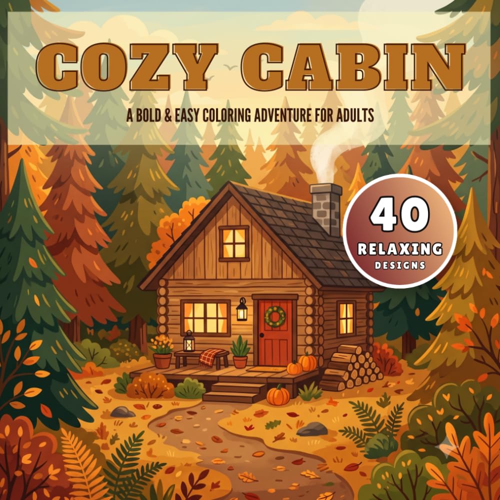 capítulo por capítulo baixar Cozy Cabin: Bold and Easy Coloring Book for Adults: Simple and Relaxing Cottagecore Designs featuring Cozy Winter Log Houses and Rustic Forest Interiors