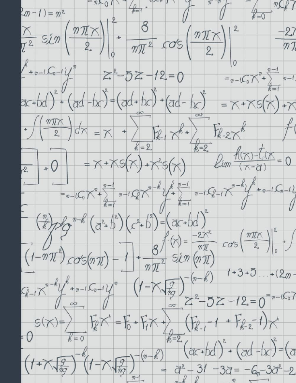 Math Composition Notebook: 8.5 X 11 College Ruled Paper Lined Journal, Mathematical Equations And Formulas Pattern Cover - A Math Themed Gift For Your Friends
