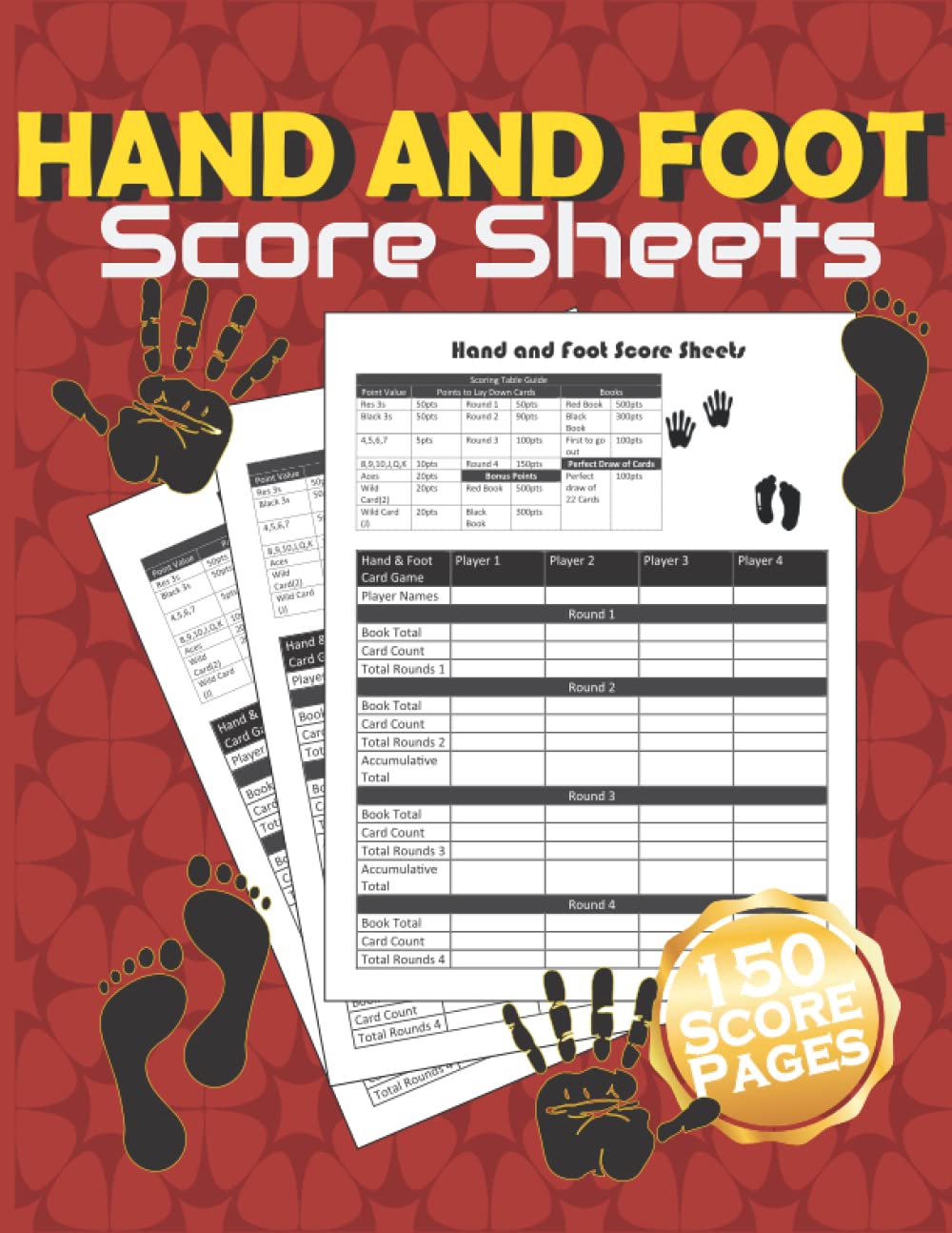 ler totalmente Hand and Foot Score Sheets: 150 Large Score Sheets Game Pads for Scorekeeping