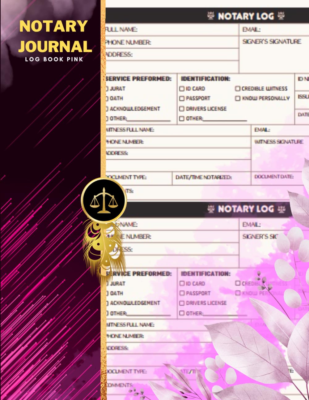 ler totalmente Notary Journal Log Book Pink: Official To Record Notarial Acts, 230 Entries For Women