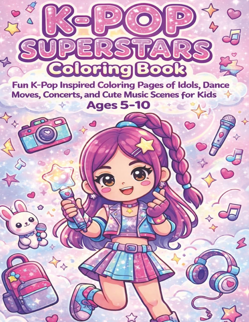 K-Pop Superstars Coloring Book: Fun K-Pop Inspired Coloring Pages of Idols, Dance Moves, Concerts, and Cute Music Scenes for Kids Ages 5-10 baixar livro de graça