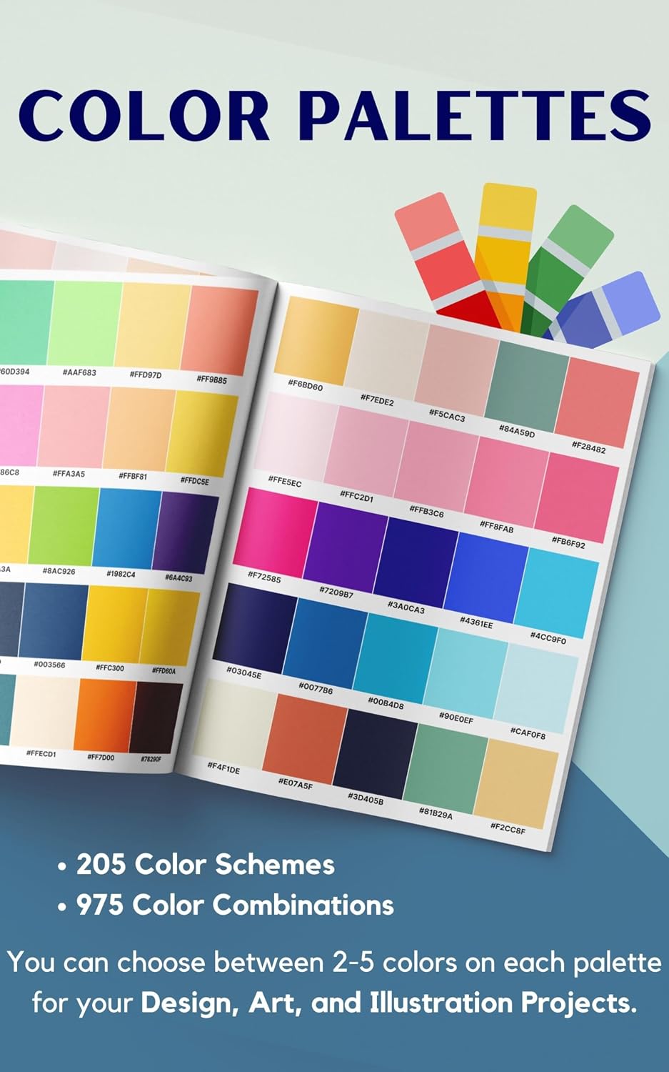 ler totalmente Color Palette Book: 205 Color Schemes, Inspiration for Graphic Designers, Illustrators and Artists, 975 Color Combinations. (English Edition)