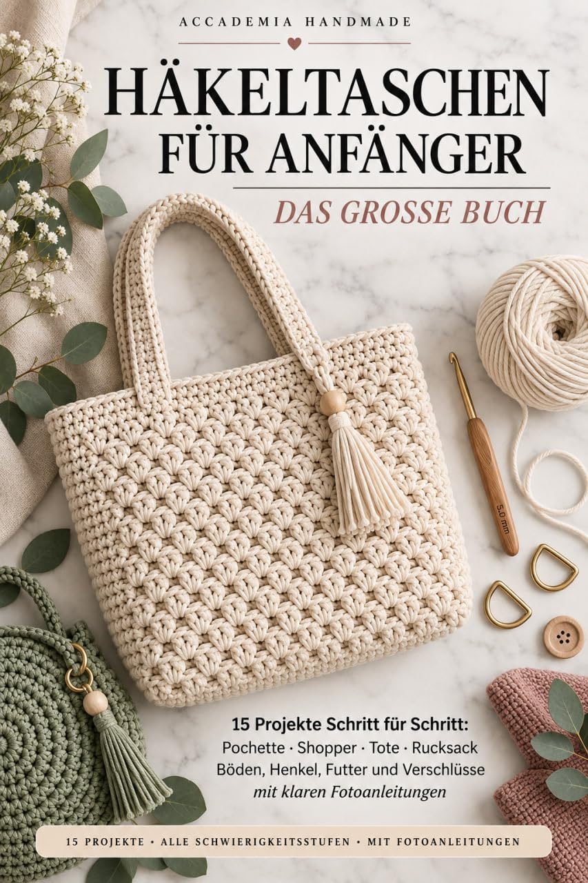 Häkeltaschen für Anfänger — Das Große Buch: 15 Projekte Schritt für Schritt: Pochette, Shopper, Tote, Rucksack — Böden, Henkel, Futter und Verschlüsse mit klaren Fotoanleitungen (German Edition) baixar livro de graça