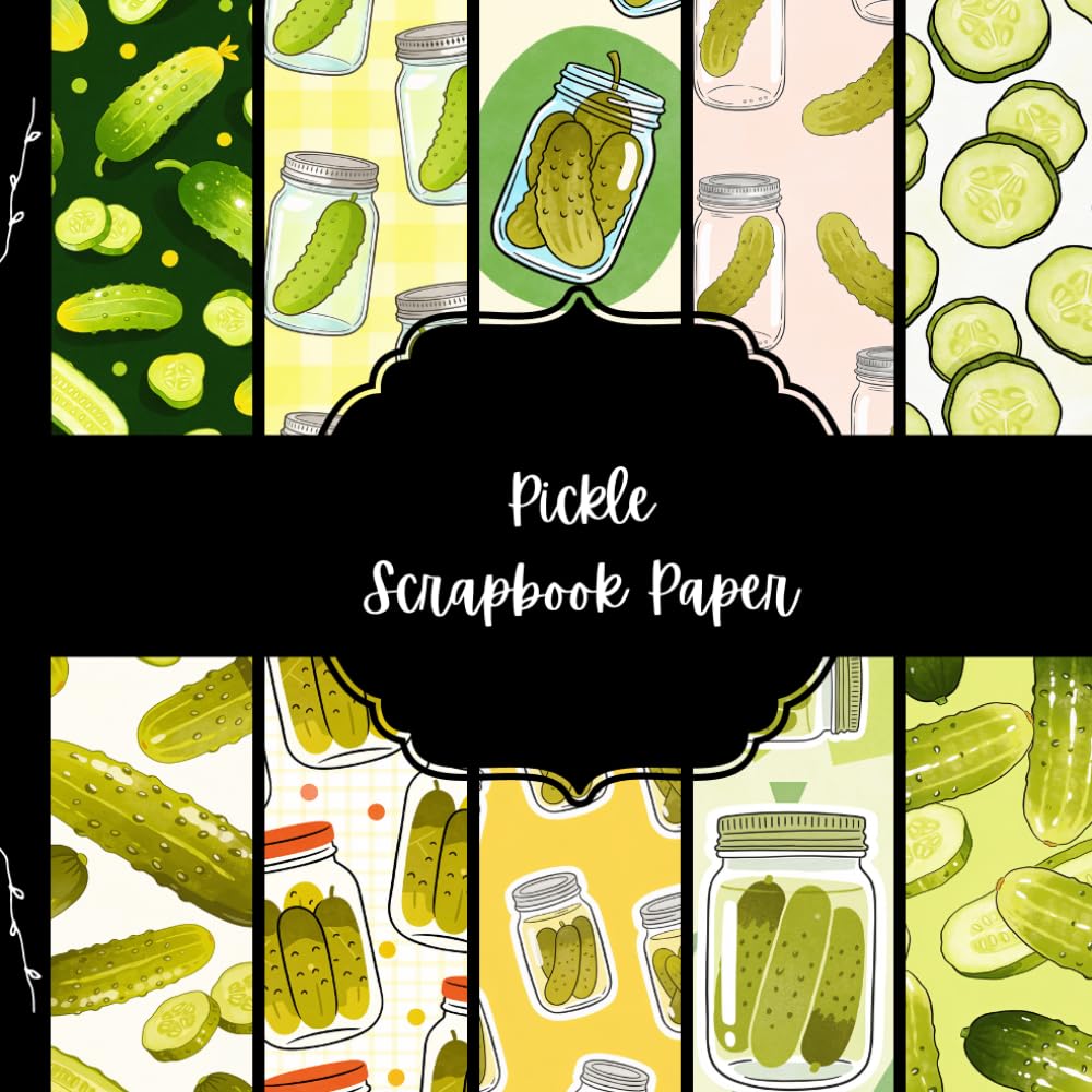 ler totalmente Pickle Scrapbook Paper, Cucumber Junk Journal Paper, Food Decorative Paper, DIY Projects, Origami, Collage Sheets, Decoupage Paper, 10 Designs, Double Sided