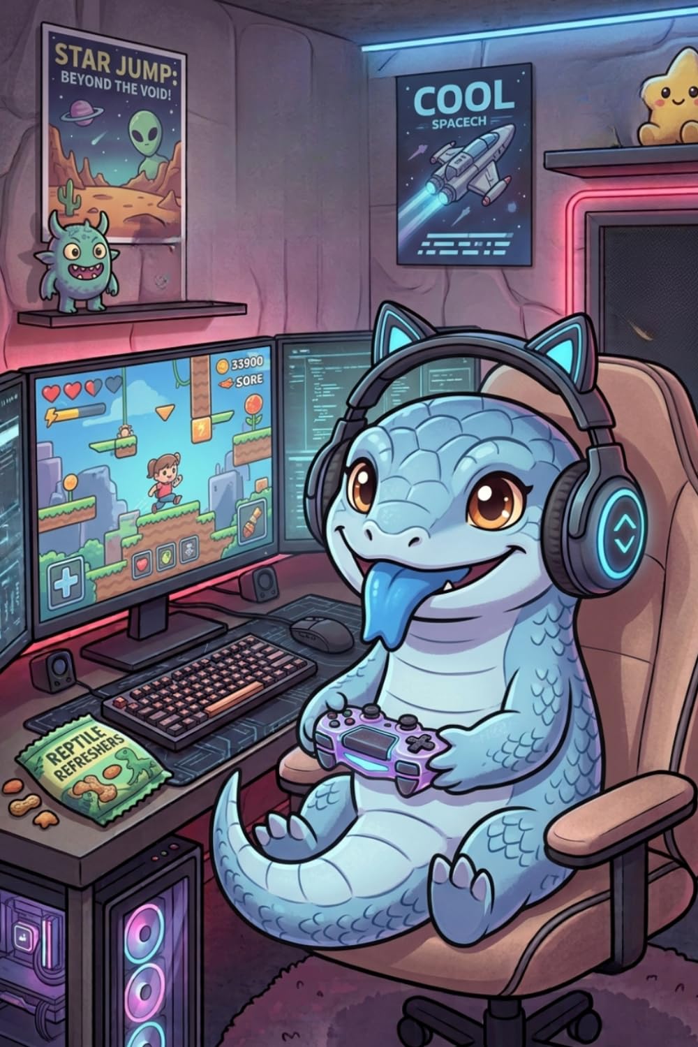 Blue Tongue Skink Gamer Journal: Cute Gaming Notebook Featuring a Blue Tongue Skink with Headset, RGB Setup, and Controller • Perfect for Journaling, Notes, School, Work, and Gaming Fans baixar livro de graça