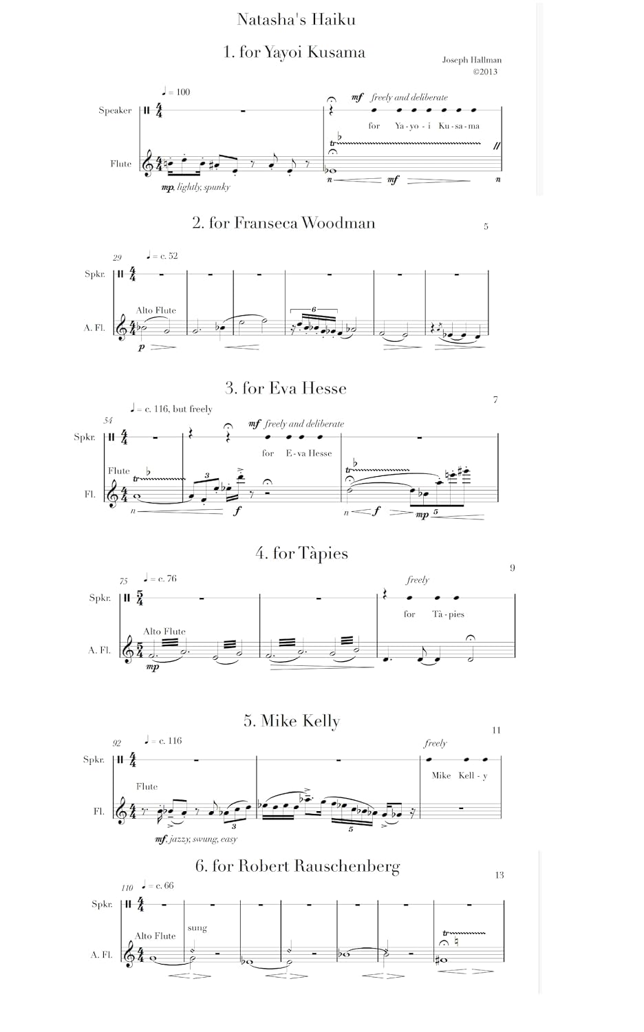 ler totalmente Natasha's Haiku for flute (doubling alto flute (optional)) and speaker (reading poems) (English Edition)