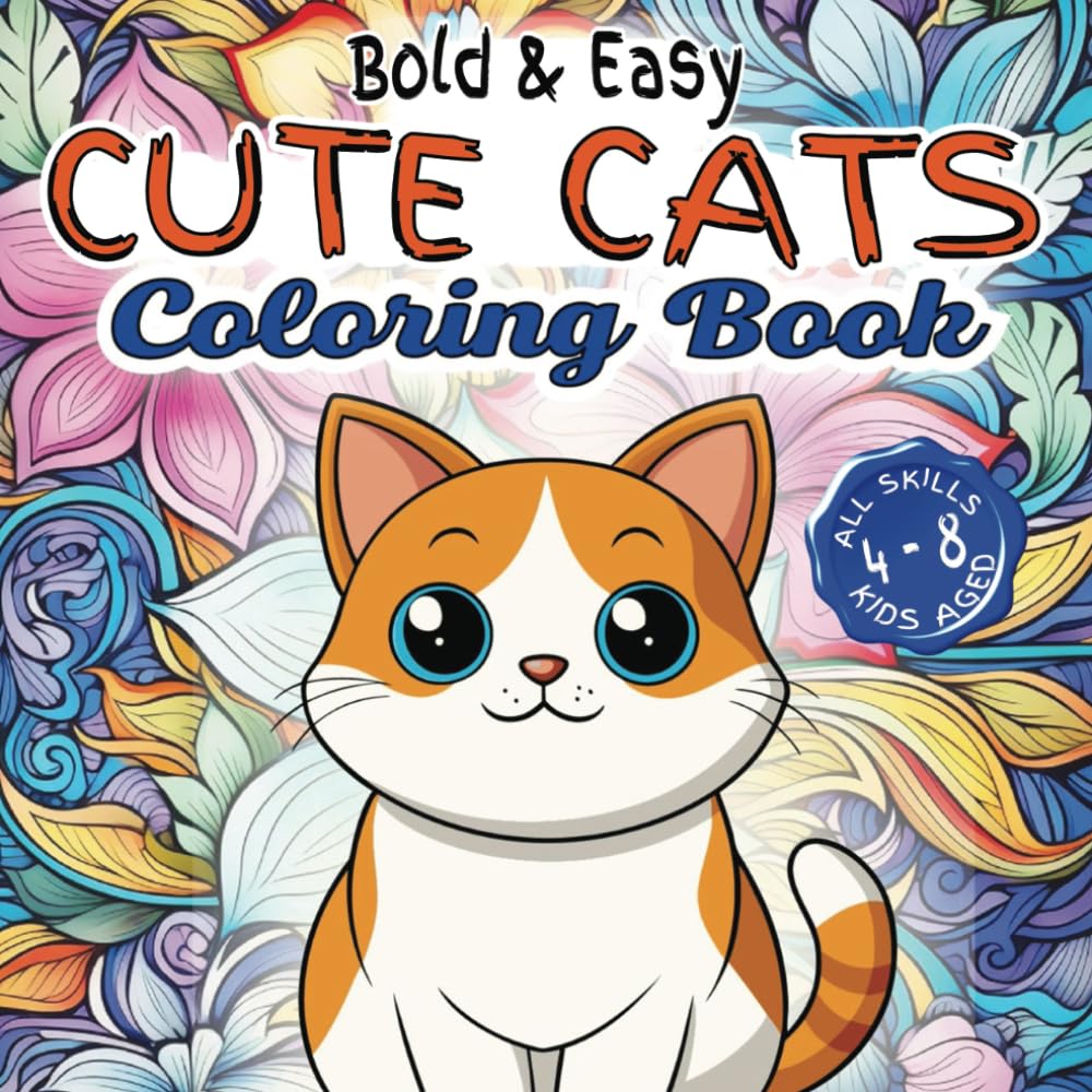 ler totalmente Bold and Easy Cute Cats Coloring Book for Kids and Toddlers: 30 Adorable, Fun & Relaxing Designs | Stress Relieving Scenes Suitable for Any Skill Level, Toddlers, Kids, Teens, and Adults.