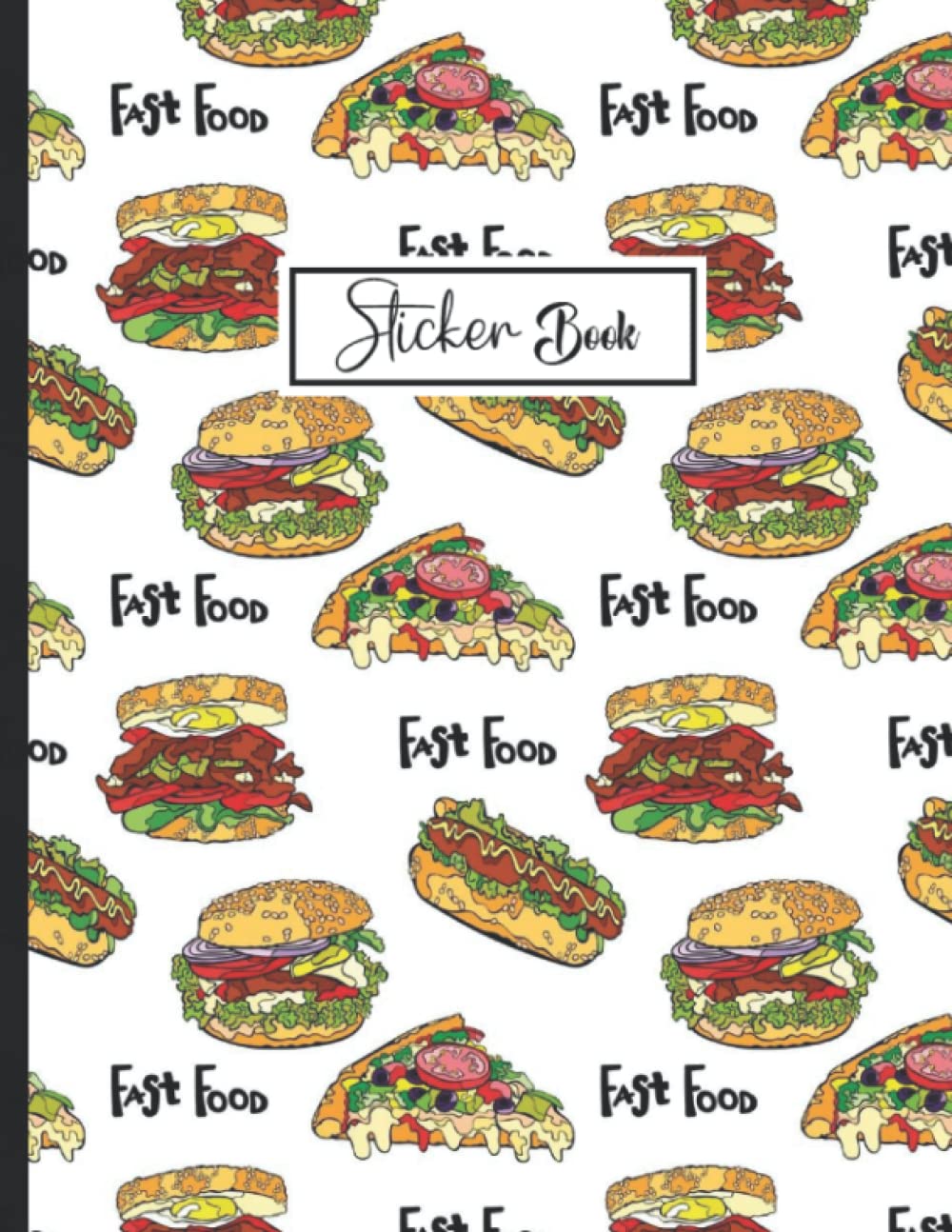 Sticker Book: Burger Theme Sticker Book Collecting Album Blank Notebook.