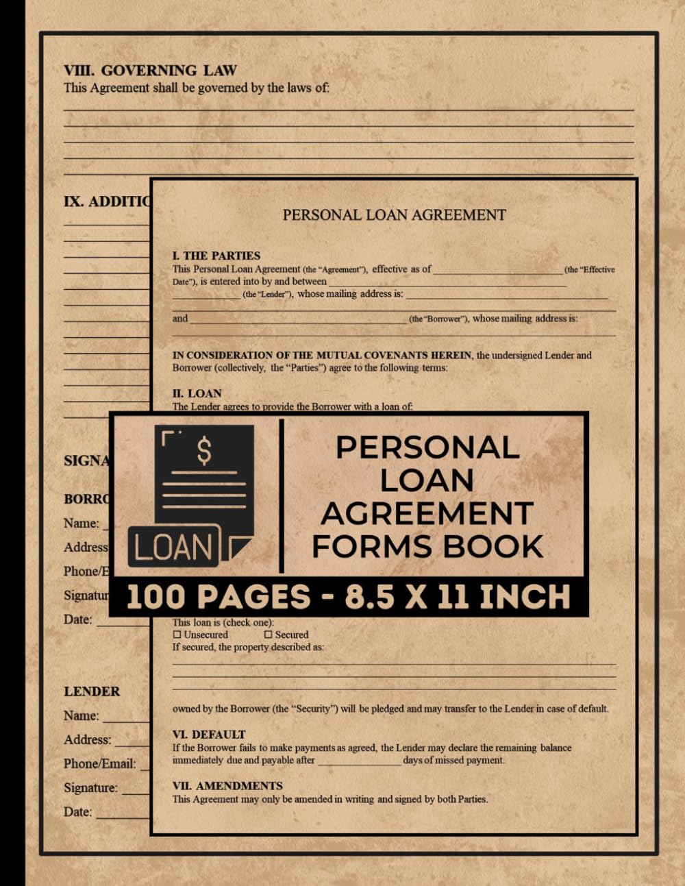 ler totalmente Personal Loan Agreement Forms Book: Loan Contracts to Protect Both Lenders and Borrowers - Promissory Note | 50 Forms