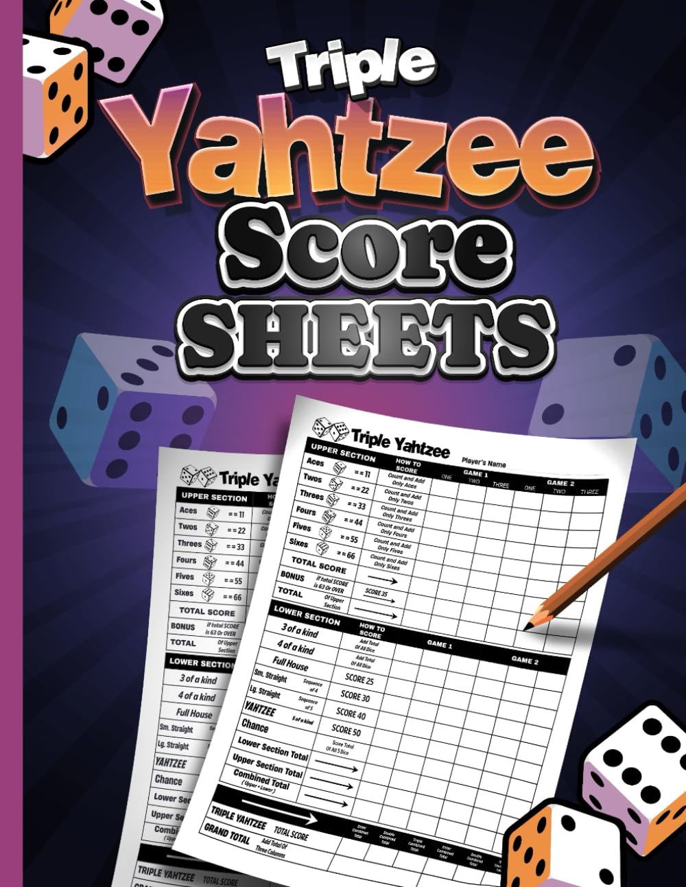 Triple Yahtzee Score Sheets: Triple Yahtzee Large Score Pads with 900 Score Games, Yardzee Large Score Pads, Yatzee Scorekeeping baixar livro de graça