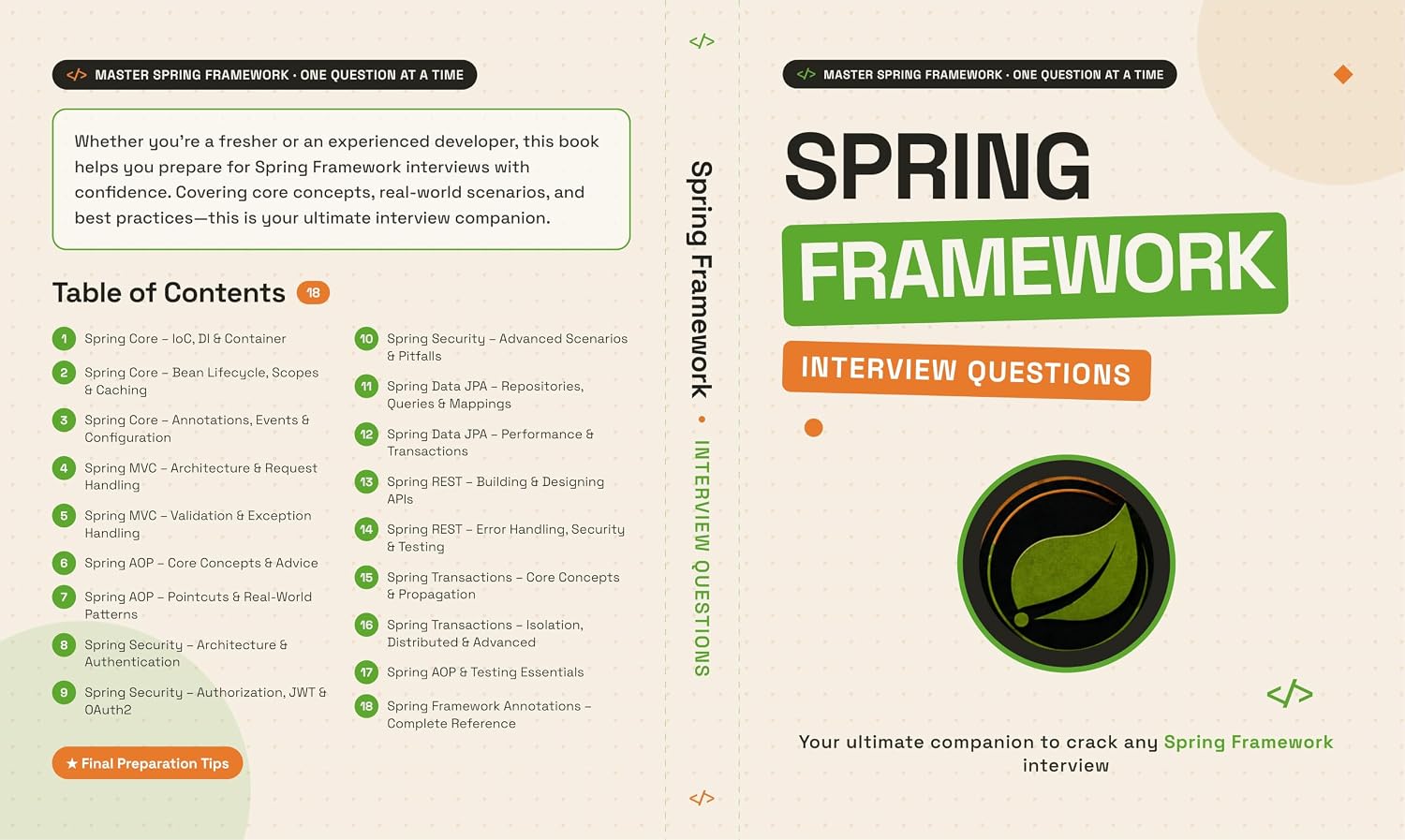 capítulo por capítulo baixar Spring Framework Interview Questions & Answers: 205 Must-Know Questions with In-Depth Answers on Core Spring, IoC/DI, Spring MVC, AOP, Security, and Data JPA (Beginner to Expert) (English Edition)