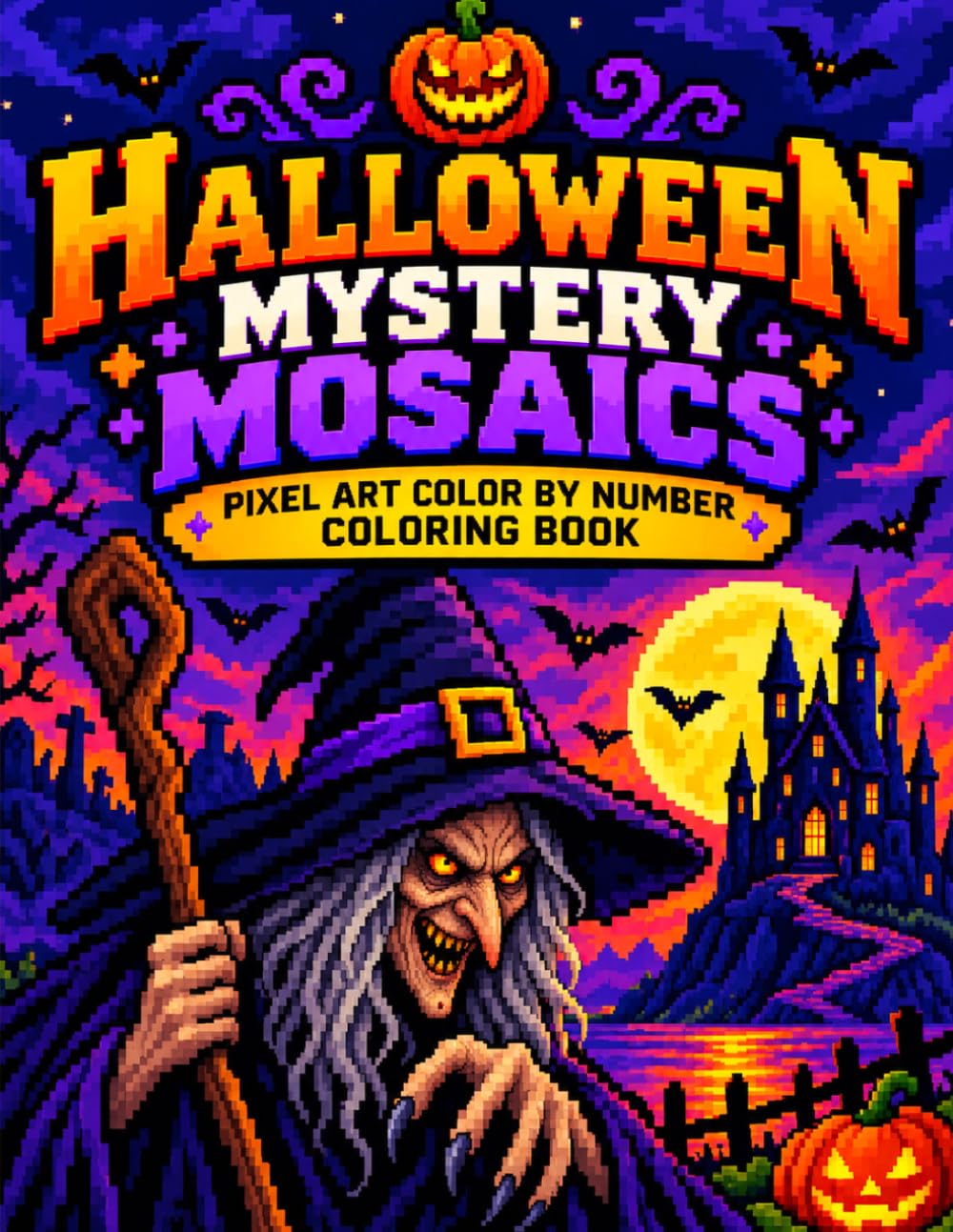 ler totalmente Halloween Mystery Mosaics: A Spooky Pixel Art Color by Number Coloring Book for Teens & Adults | Vampires, Zombies, Haunted Houses & More