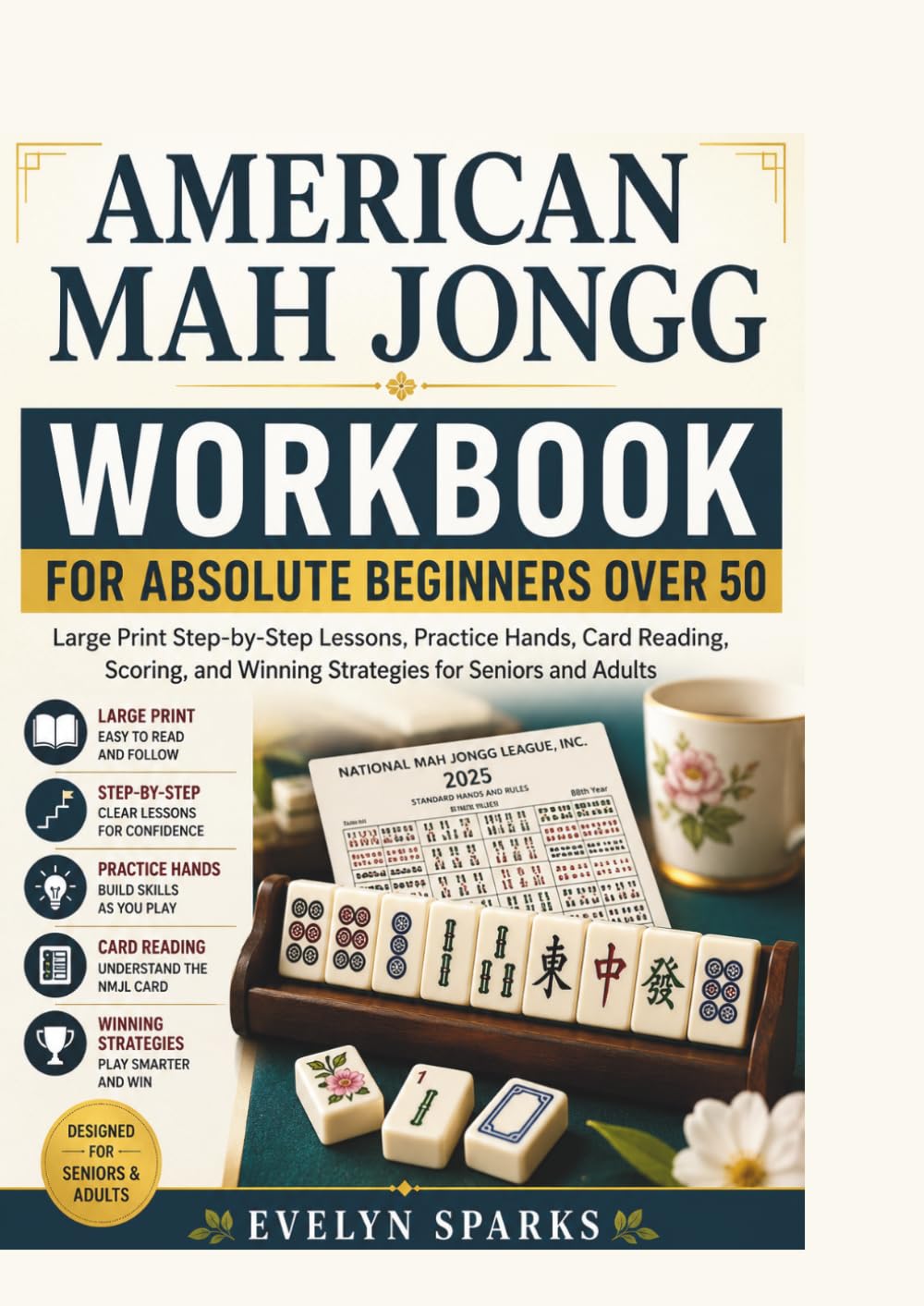 ler totalmente AMERICAN MAH JONGG WORKBOOK FOR ABSOLUTE BEGINNERS OVER 50: Large Print Step-by-Step Lessons, Practice Hands, Card Reading, Scoring, and Winning Strategies for Seniors and Adults