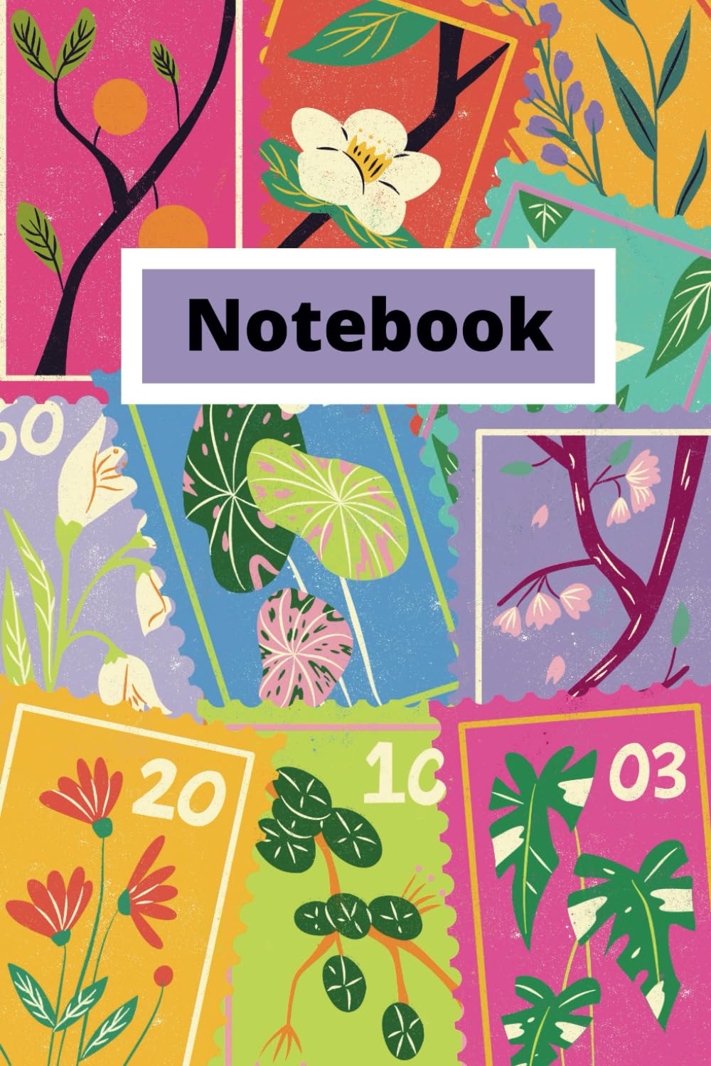 ler totalmente Notebook: vintage colorful stamps 6' x 9" 120 lined page journal/notebook
